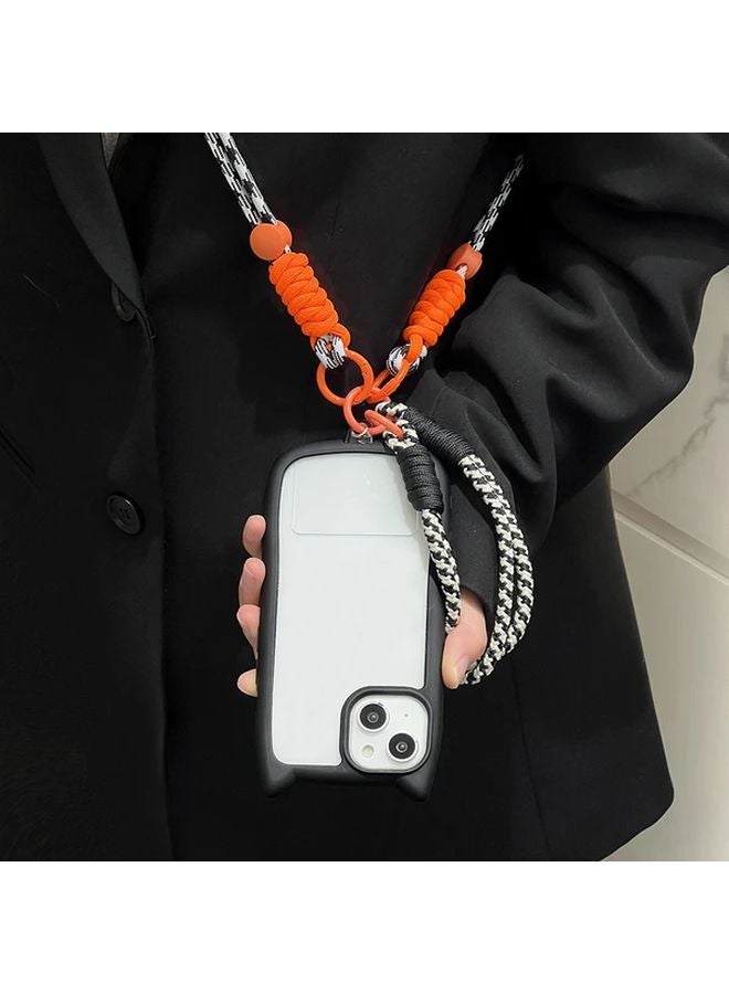 غطاء مضفر بألوان مختلطة 2 لحزام الهاتف لآيفون 15 برو ماكس - غطاء قابل للتعديل بحزام للهاتف - Image 4