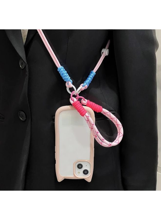 غطاء مضفر بألوان مختلطة 2 لحزام الهاتف لآيفون 15 برو ماكس - غطاء قابل للتعديل بحزام للهاتف - Image 2