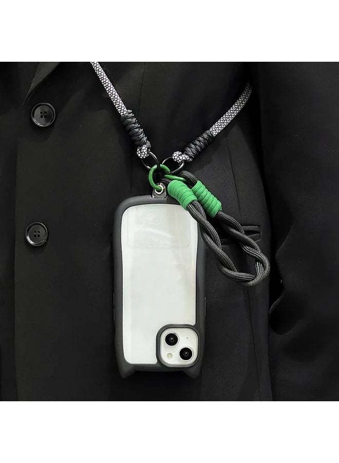 غطاء مضفر بألوان مختلطة 2 لحزام الهاتف لآيفون 15 برو ماكس - غطاء قابل للتعديل بحزام للهاتف - Image 3