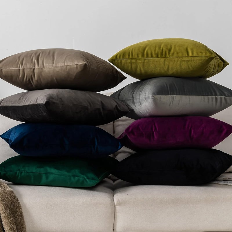 QUAFOO أغطية وسائد قذف مخملية زخرفية للقطني باللون الرمادي مقاس 12 × 20 بوصة، مجموعة من قطعتين مع سحاب، أغطية وسائد مستطيلة صلبة ناعمة فاخرة للأريكة والسرير وغرفة المعيشة - Image 5