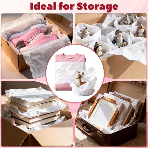 RYKOMO 100 Sheets 15 x 20 Inch Acid Free Tissue Paper for Storage, Unbuffered No Acid Papers White Tissue Paper Large Wrapping Papers Bulk for Preserving Clothing Festival Mother's Day Gift Wrap - Image 5