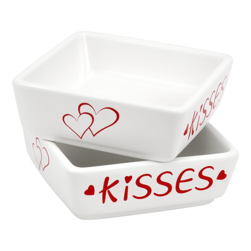 ISTOOLL Valentines Day Decorations 2pcs Ceramics Candy Mini Dish Chocolate Candy Storage for Home Kitchen Tiered Tray Table Galentines Day Party Centerpieces Decor - Image 1