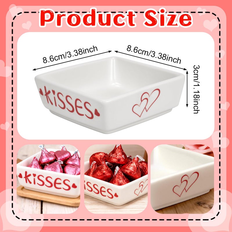 ISTOOLL Valentines Day Decorations 2pcs Ceramics Candy Mini Dish Chocolate Candy Storage for Home Kitchen Tiered Tray Table Galentines Day Party Centerpieces Decor - Image 2