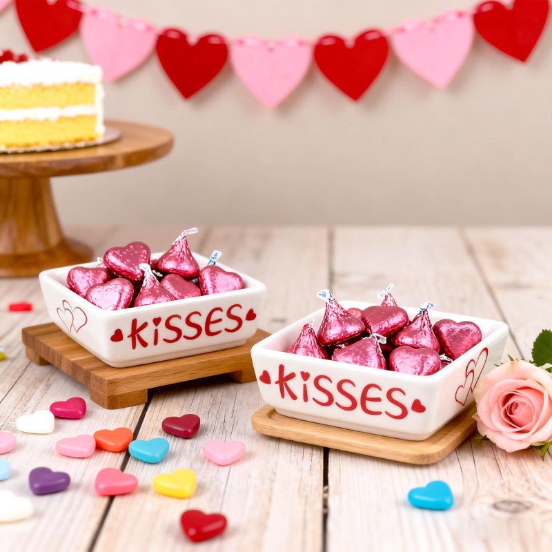 ISTOOLL Valentines Day Decorations 2pcs Ceramics Candy Mini Dish Chocolate Candy Storage for Home Kitchen Tiered Tray Table Galentines Day Party Centerpieces Decor - Image 4