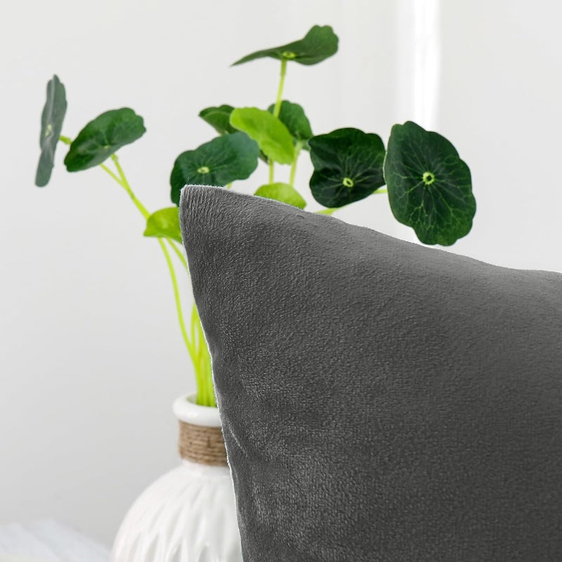 NiNi ALL Decorative Throw Pillow Covers Velvet 22x22 Inch Dark Grey Pack of 2 Cushion Covers Soft for Couch Sofa Bedroom Living Room Outdoor - Image 3