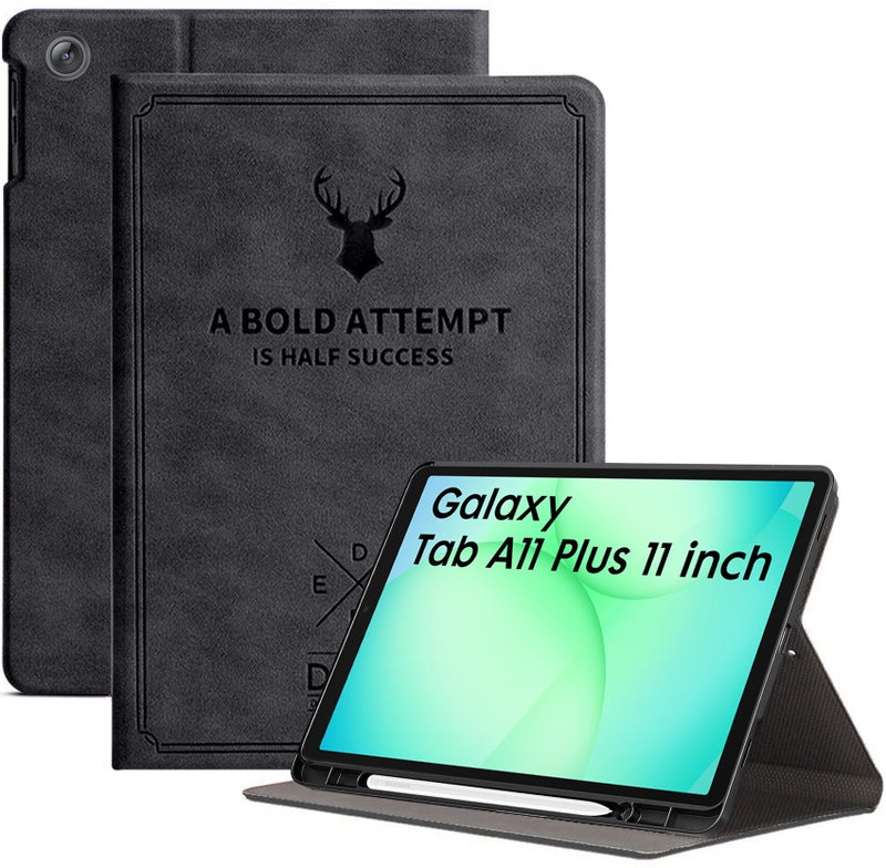 Robustrion Cover for Samsung Galaxy Tab A11 Plus Cover Case 11 inch, Deer Cover Case for Samsung Galaxy Tab A11 Plus Cover/Tab A11+ Tablet Cover with Pencil Holder - Black - Image 1