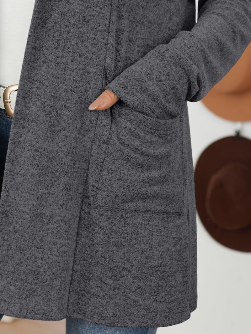 LILLUSORY Cardigan Sweaters for Women Lightweight Open Front Cardigans Casual Loose 2026 Spring Outfits with Pockets Darkgrey L - Image 5