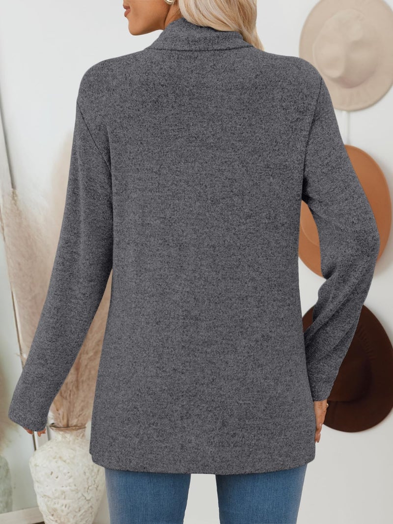 LILLUSORY Cardigan Sweaters for Women Lightweight Open Front Cardigans Casual Loose 2026 Spring Outfits with Pockets Darkgrey L - Image 4