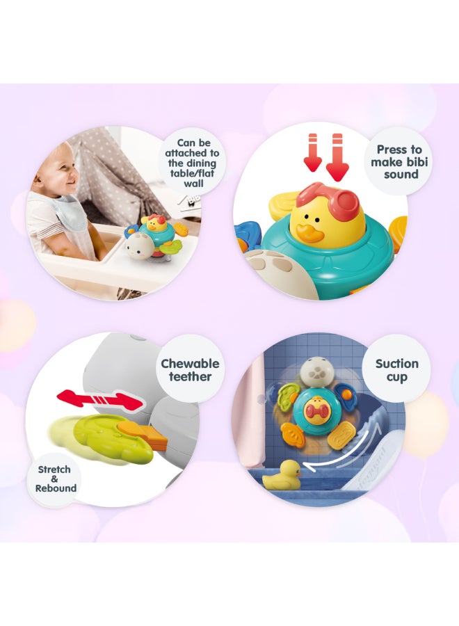 COGNIKIDS Baby Turtle Sensory Toy – 2-In-1 Suction Spinner With Music, Lights & Teether | Montessori Spinning Toy For High Chair, Table, Bath | Bpa-Free For Infants 6M+ - Image 3