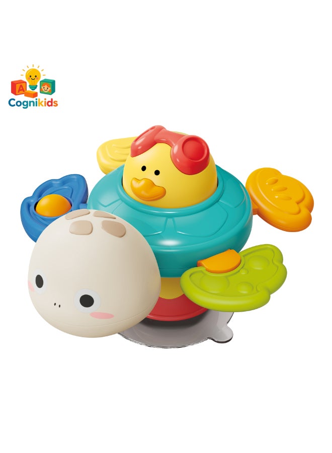 COGNIKIDS Baby Turtle Sensory Toy – 2-In-1 Suction Spinner With Music, Lights & Teether | Montessori Spinning Toy For High Chair, Table, Bath | Bpa-Free For Infants 6M+ - Image 2