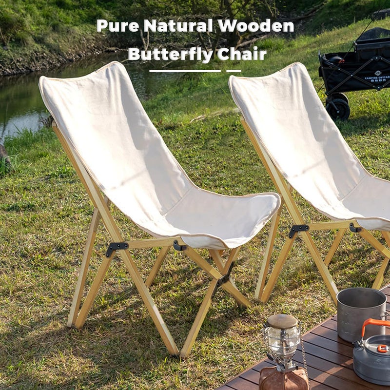 Bathonly 2 Pack Outdoor Folding Camping Chair, Beach Chair with Backpocket and Carry Bag, Portable Butterfly Reclining Chair for Camping, Picnic, Beach, Patio - Image 2