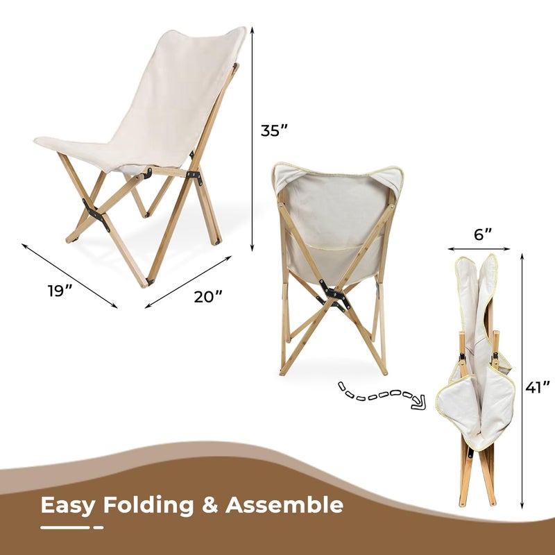 Bathonly 2 Pack Outdoor Folding Camping Chair, Beach Chair with Backpocket and Carry Bag, Portable Butterfly Reclining Chair for Camping, Picnic, Beach, Patio - Image 4