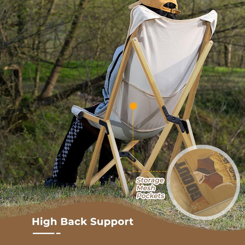Bathonly 2 Pack Outdoor Folding Camping Chair, Beach Chair with Backpocket and Carry Bag, Portable Butterfly Reclining Chair for Camping, Picnic, Beach, Patio - Image 5