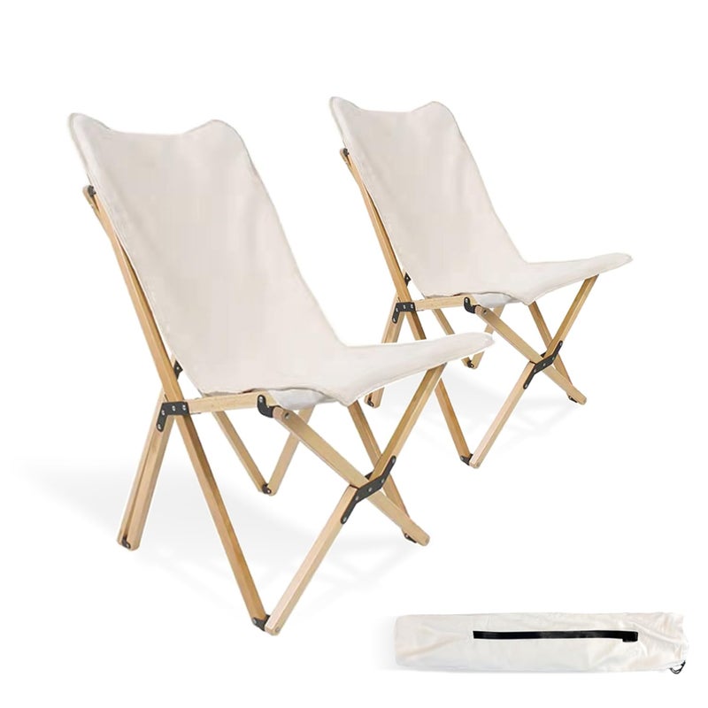 Bathonly 2 Pack Outdoor Folding Camping Chair, Beach Chair with Backpocket and Carry Bag, Portable Butterfly Reclining Chair for Camping, Picnic, Beach, Patio - Image 1