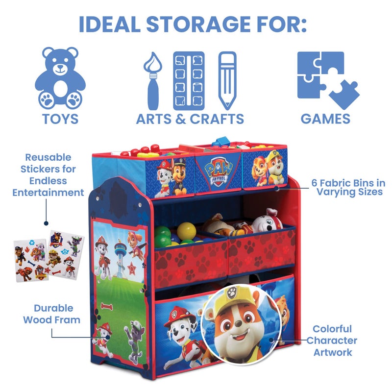 Delta Children Design & Store 6 Bin Toy Storage Organizer, Nick Jr. PAW Patrol - Image 4