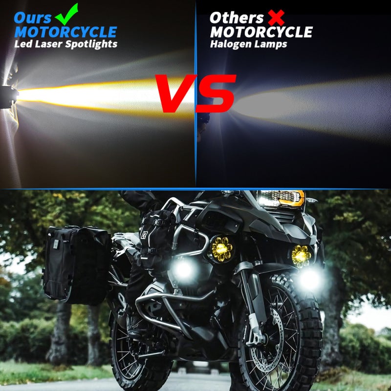 Motorcycle Headlight Black IP68 Waterproof Shockproof - Dual-Color Switching Motorcycle Spotlight for Night Rainy Off-Road Riding - Image 3