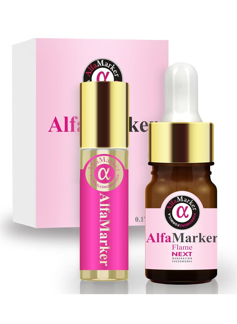 AlfaMarker - Flame Pheromone Perfume Oil for Women - (5ml rollon+5ml dropper) - Long-Lasting Fragrance - Image 1