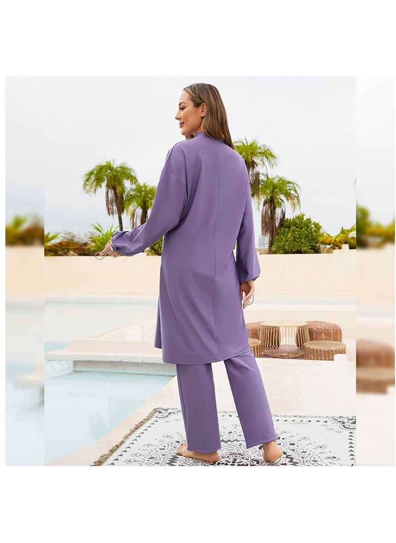 NADANBAO Women Muslim Burkini Swimsuits Modest Swimwear Islamic Long Sleeve Full Cover Hijab Dress Top Swim Pants ​Bathing Suit - Image 2
