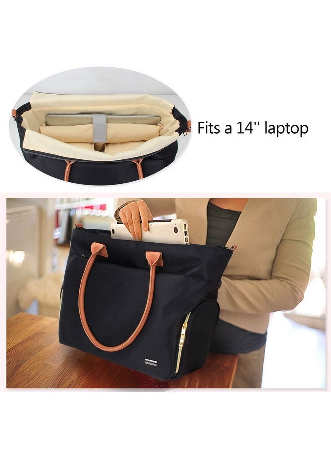 Teamoy Teamoy Breast Pump Travel Bag, Leather Handle Pumping Tote Compatible with Spectra S1,S2, Medela and Cooler Bag, Laptop Breast Pump Storage Bag for Working Moms, Black (PU Handle) - Image 3