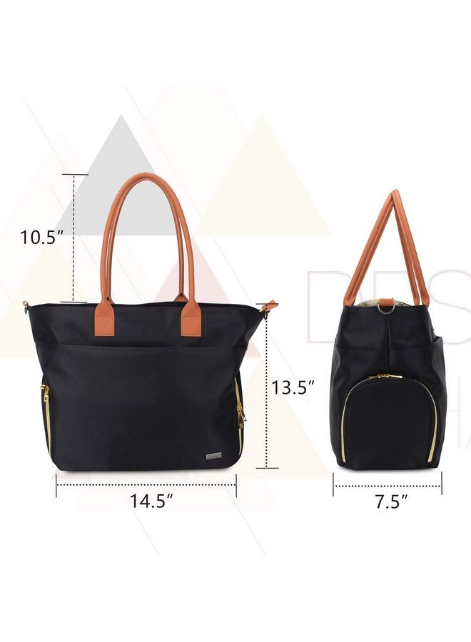Teamoy Teamoy Breast Pump Travel Bag, Leather Handle Pumping Tote Compatible with Spectra S1,S2, Medela and Cooler Bag, Laptop Breast Pump Storage Bag for Working Moms, Black (PU Handle) - Image 4