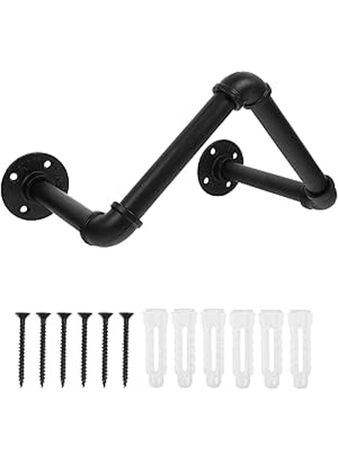 Heavy Duty Hanging Towel Holder Wall Mounted Retro Storage Rack 27x16x15cm Black - Image 1