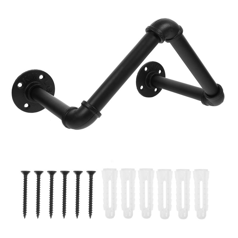 Heavy Duty Hanging Towel Holder Wall Mounted Retro Storage Rack 27x16x15cm Black - Image 2