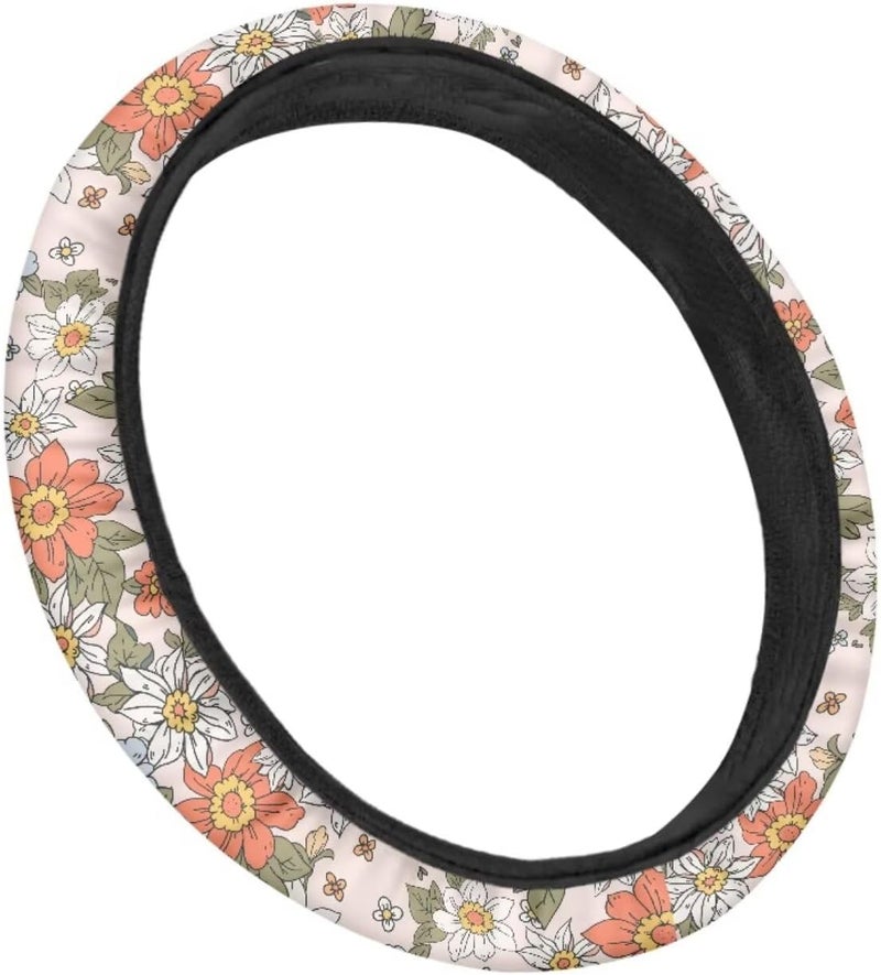 Steering Wheel Cover,Universal 15 Inch Soft Stretchable, Floral Design for Women (Berry Gradient) - Image 3