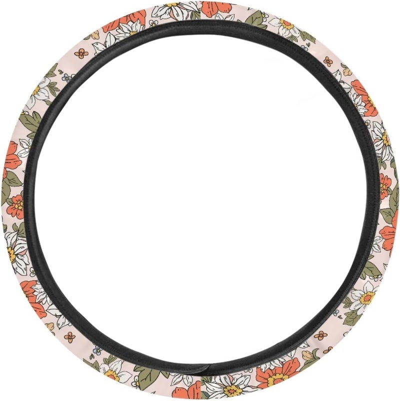 Steering Wheel Cover,Universal 15 Inch Soft Stretchable, Floral Design for Women (Berry Gradient) - Image 2
