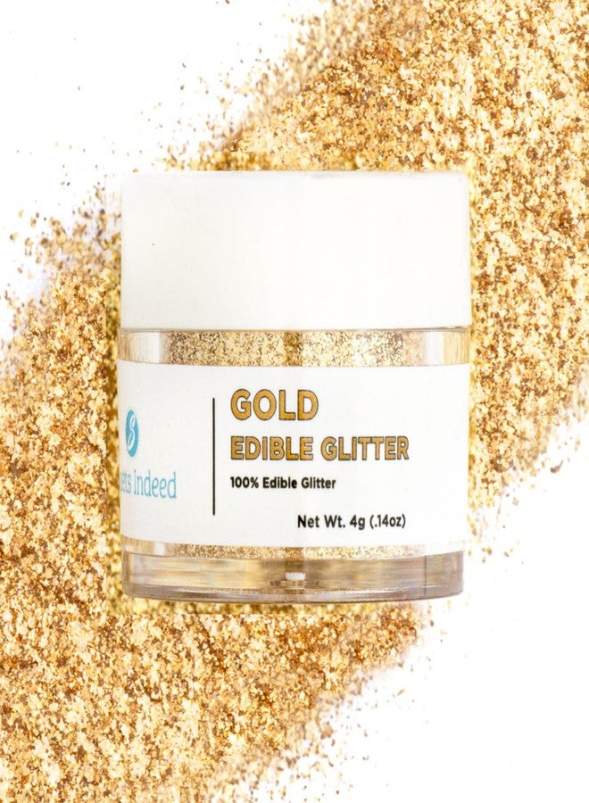 Sweets Indeed Edible Glitter, Perfect for Drinks, Cocktails, Beverages & Cake Decorating, Dessert Cake Topper, 4 grams (Gold 4g) - Image 1