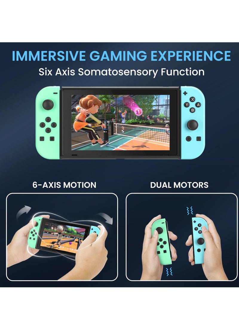 Joy Cons Wireless Controller for Nintendo Switch, Replacement for Switch Joypad with RGB Light, Joystick Support Double Vibration/Wake-up/Screenshot (Blue Green)
