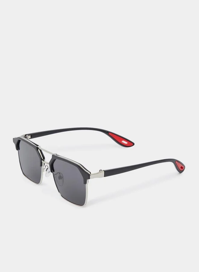 ستايلي Black Double Bridge Aviator Sunglasses