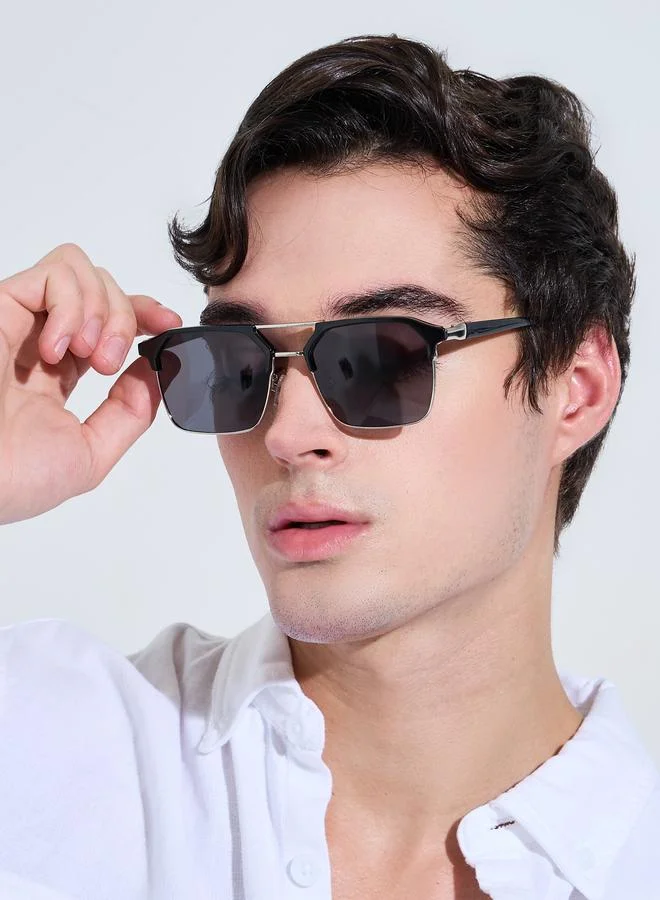 ستايلي Black Double Bridge Aviator Sunglasses