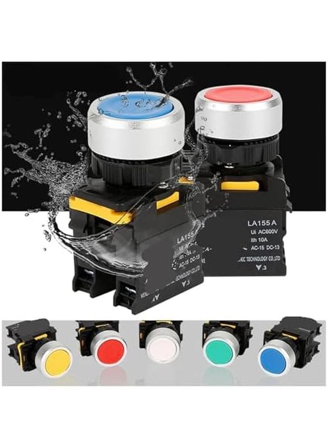 Waterproof 22mm Push Button Switch 10A 1NC Self Reset Locking Black - Image 2