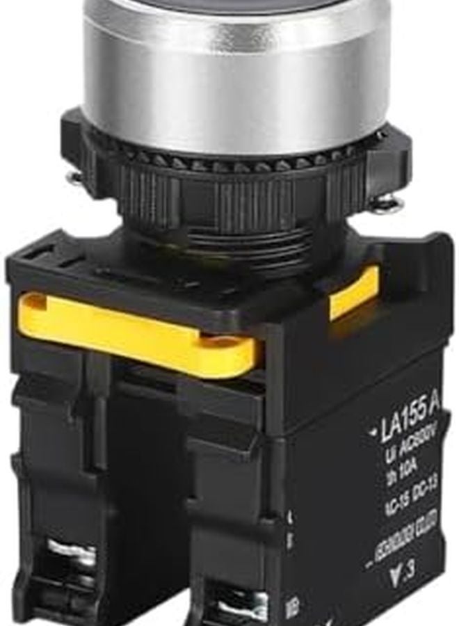 Waterproof 22mm Push Button Switch 10A 1NC Self Reset Locking Black - Image 1