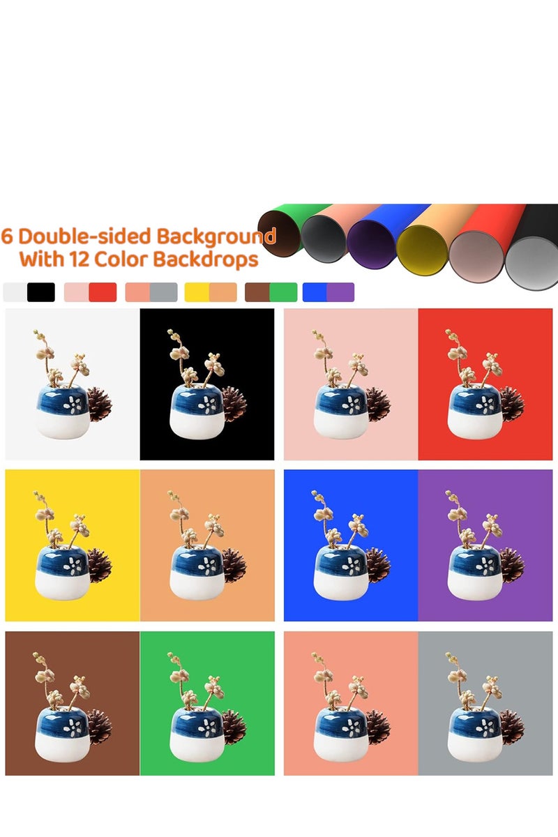 40cm/15.8 Inch Professional Photo Studio Light Box, Portable Foldable Light Box Photography,Tri-Color Dimmable Photo Box Kit with 160 LED Lights & 6 Backdrops (12 Colors) for Product Photography - Image 4