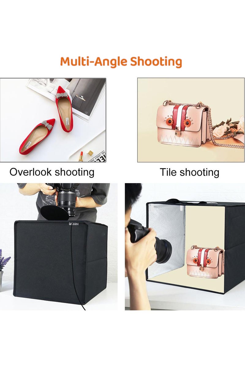 40cm/15.8 Inch Professional Photo Studio Light Box, Portable Foldable Light Box Photography,Tri-Color Dimmable Photo Box Kit with 160 LED Lights & 6 Backdrops (12 Colors) for Product Photography - Image 5