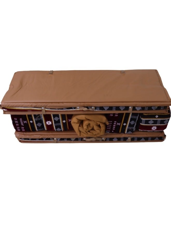 سمارت هوم طقم جلوس أرضي تراثي مكون من 9 قطع، مناسب للسفر والرحلات البرية والحديقة. طقم فراش أرضي للتخييم مع أربعة مجاثم و4 كراسي، يكفي لـ 8 أشخاص. - Image 5