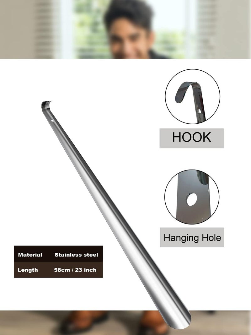 LifHap Shoe Horn Long HandleExtra Long Shoe Horn for Seniors Men Women Kids23 inch Heavy Duty Stainless Steel Shoehorn - Image 2