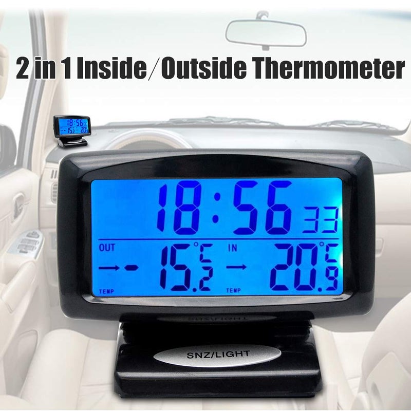Maso Car LCD Digital Temperature Clock 2 in 1 Indoor Outdoor Thermometer with Blacklight Function - Image 3