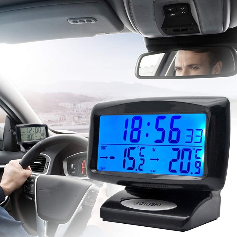 Maso Car LCD Digital Temperature Clock 2 in 1 Indoor Outdoor Thermometer with Blacklight Function - Image 1