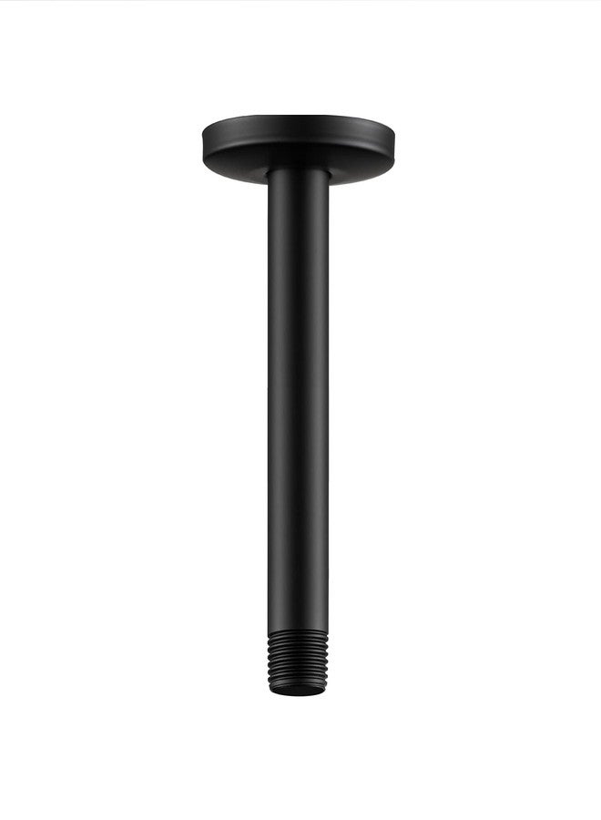 OFFO Shower Arm with Flange, 6 in Ceiling Mount Replacement Rain Shower Head Straight Arm Ceiling-Mounted For Fixed Shower Head & High Pressure Rain, Matte Black - Image 1