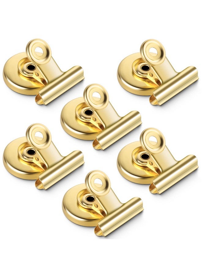 جرتارد مجموعة من 6 مشابك مغناطيسية للثلاجة، مشابك مغناطيسية للثلاجة، مشابك مغناطيسية شديدة التحمل، مشابك مغناطيسية قوية للثلاجة، والسبورة البيضاء، والمكتب، والمدرسة، والمطبخ - (ذهبي) - Image 1