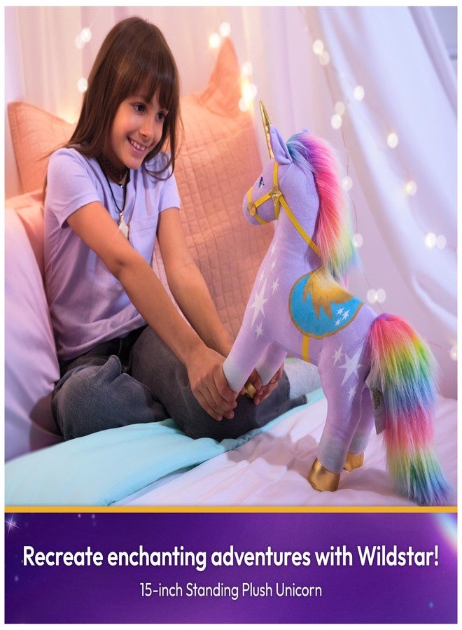 Unicorn Academy لعبة يونيكورن أكاديمي الرسمية وايلد ستار القطيفة، حيوان محشو على شكل يونيكورن، ألعاب يونيكورن للبنات من عمر سنة فما فوق، بنفسجي، 15 بوصة - Image 2