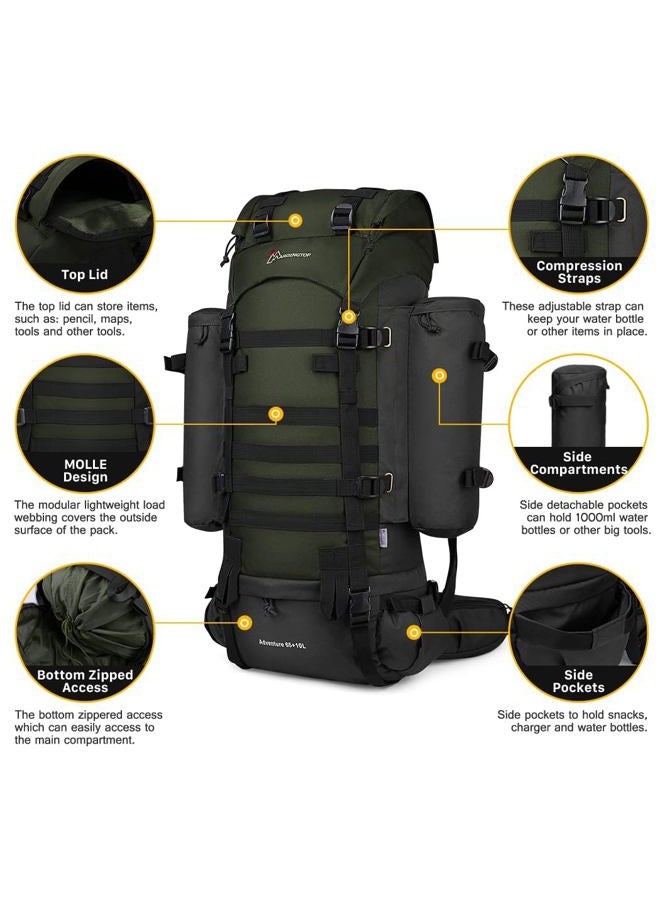 Mardingtop 65L+10L Internal Frame Backpack for Hiking,Camping,Hunting,Backpacking Backpack with Rain Cover - Image 3