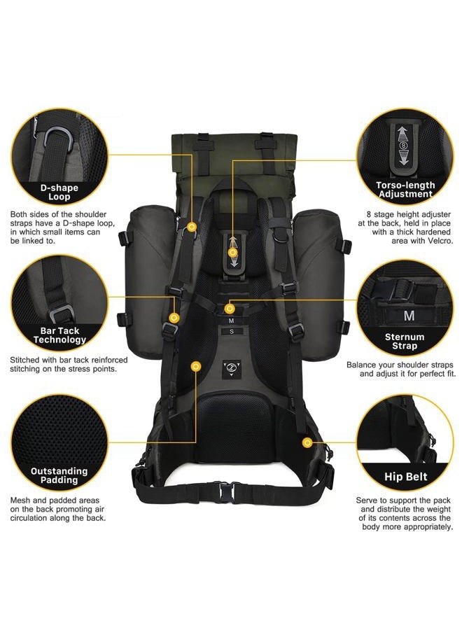 Mardingtop 65L+10L Internal Frame Backpack for Hiking,Camping,Hunting,Backpacking Backpack with Rain Cover - Image 4