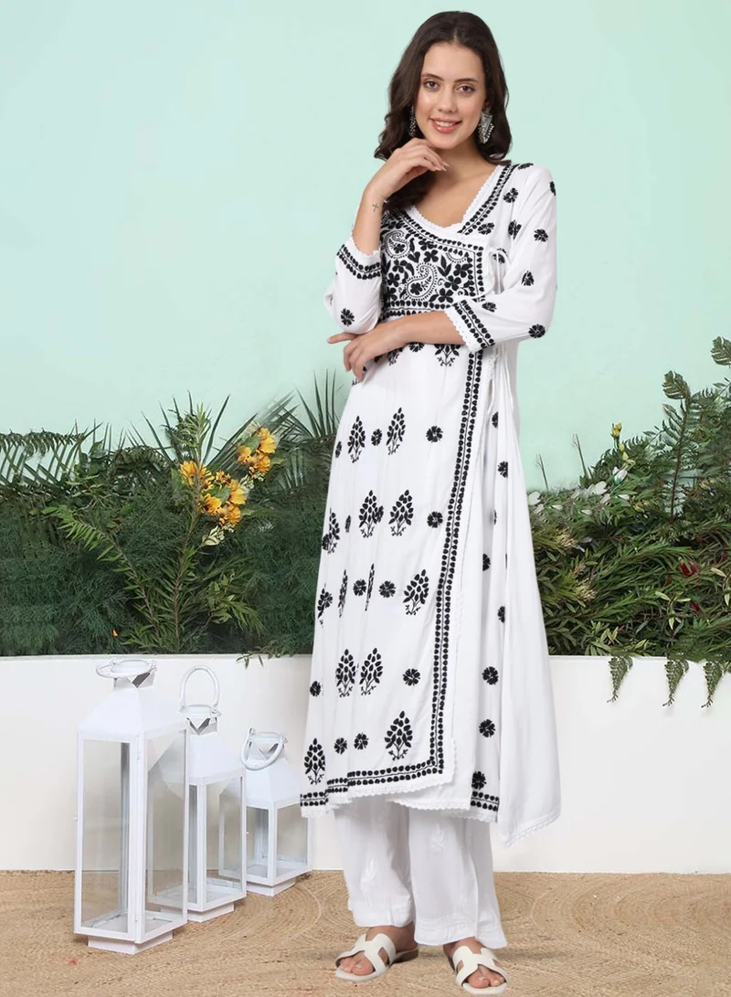 Alaya Women Hand Embroidered Chikankari Cotton Kurta-AL3890