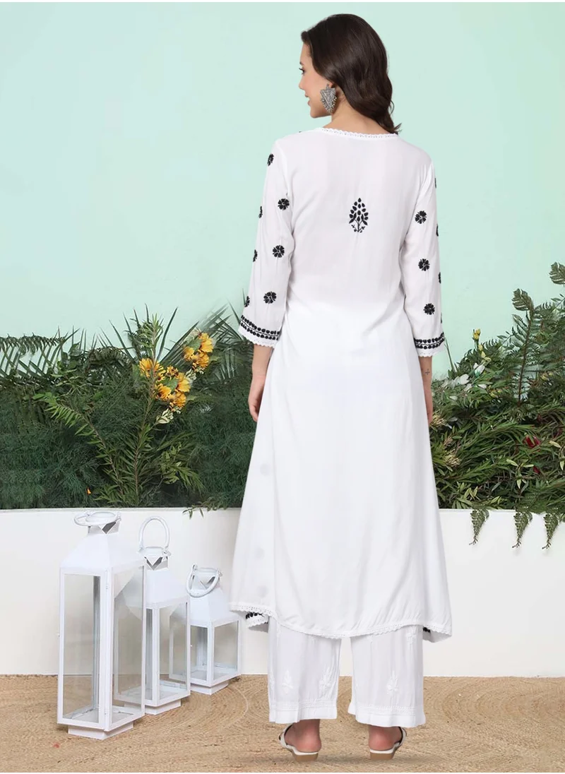 Alaya Women Hand Embroidered Chikankari Cotton Kurta-AL3890