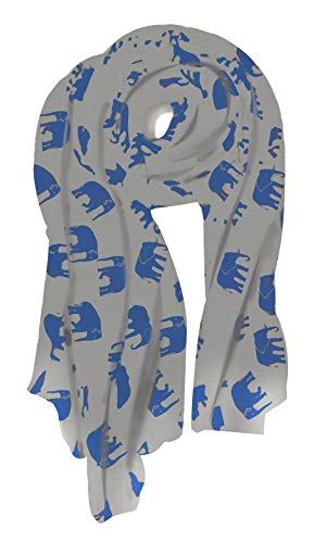 v28 Gorgeous Blue Elephant Print Long & Soft Scarf Shawl/Wrap - Large (Grey) - Image 1