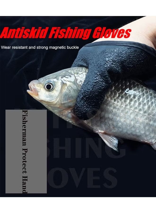 YJ Fishing Catching Gloves Non-Slip Fisherman Protect Hand,Waterproof Fishing Gloves,Professional Catch Fish Gloves with Magnetic Hooks - Image 5
