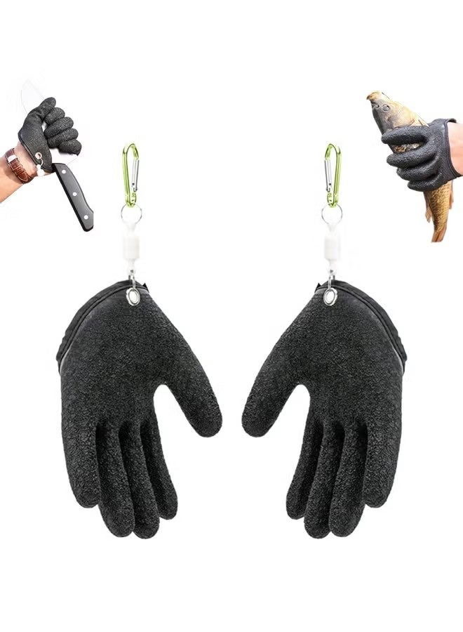 YJ Fishing Catching Gloves Non-Slip Fisherman Protect Hand,Waterproof Fishing Gloves,Professional Catch Fish Gloves with Magnetic Hooks - Image 1